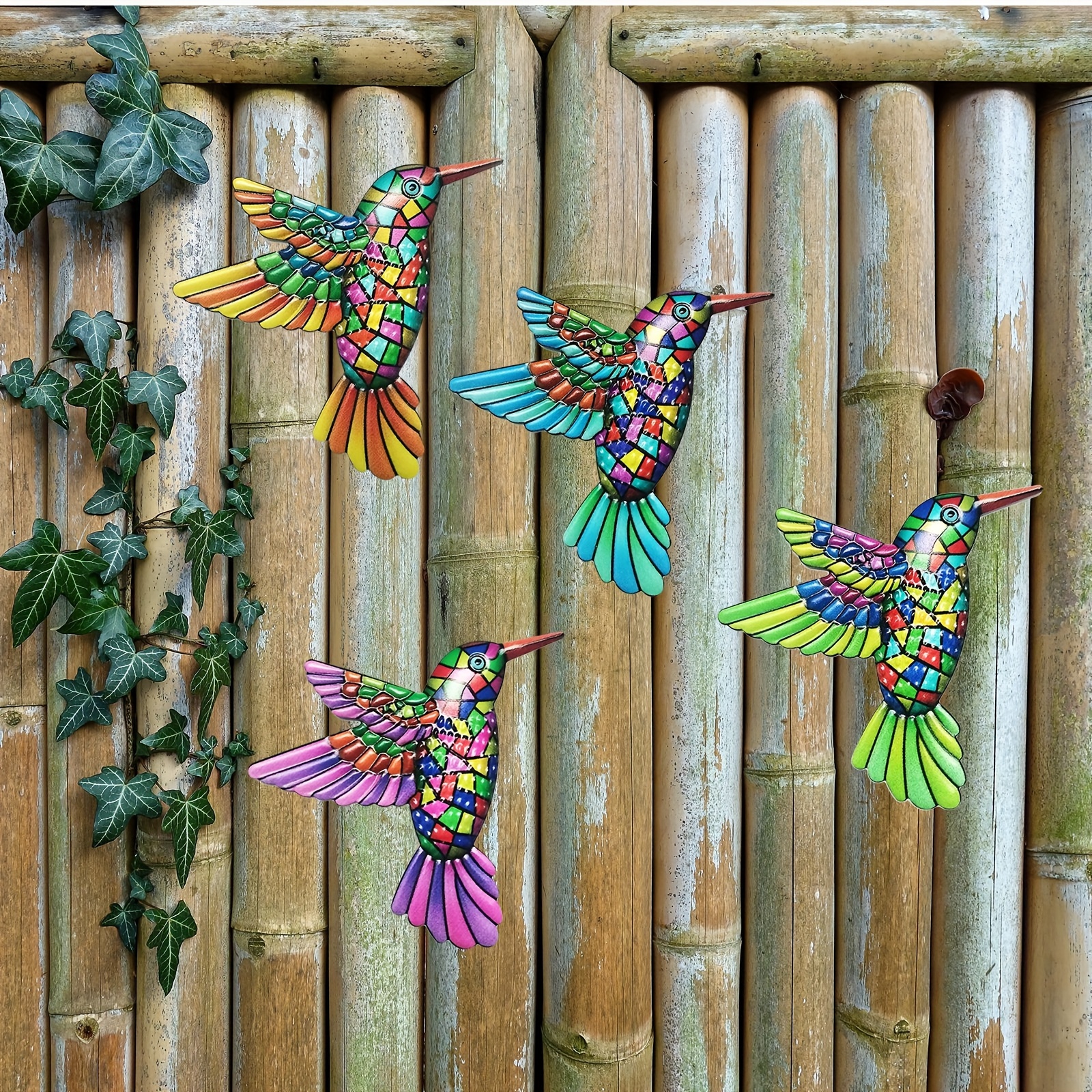 

1pc 4pcs Metal Hummingbird Wall Art, Colorful Garden Decor, Fence Beautification Home Decor, Outdoor Yard Art, Multi-color Patio Accents