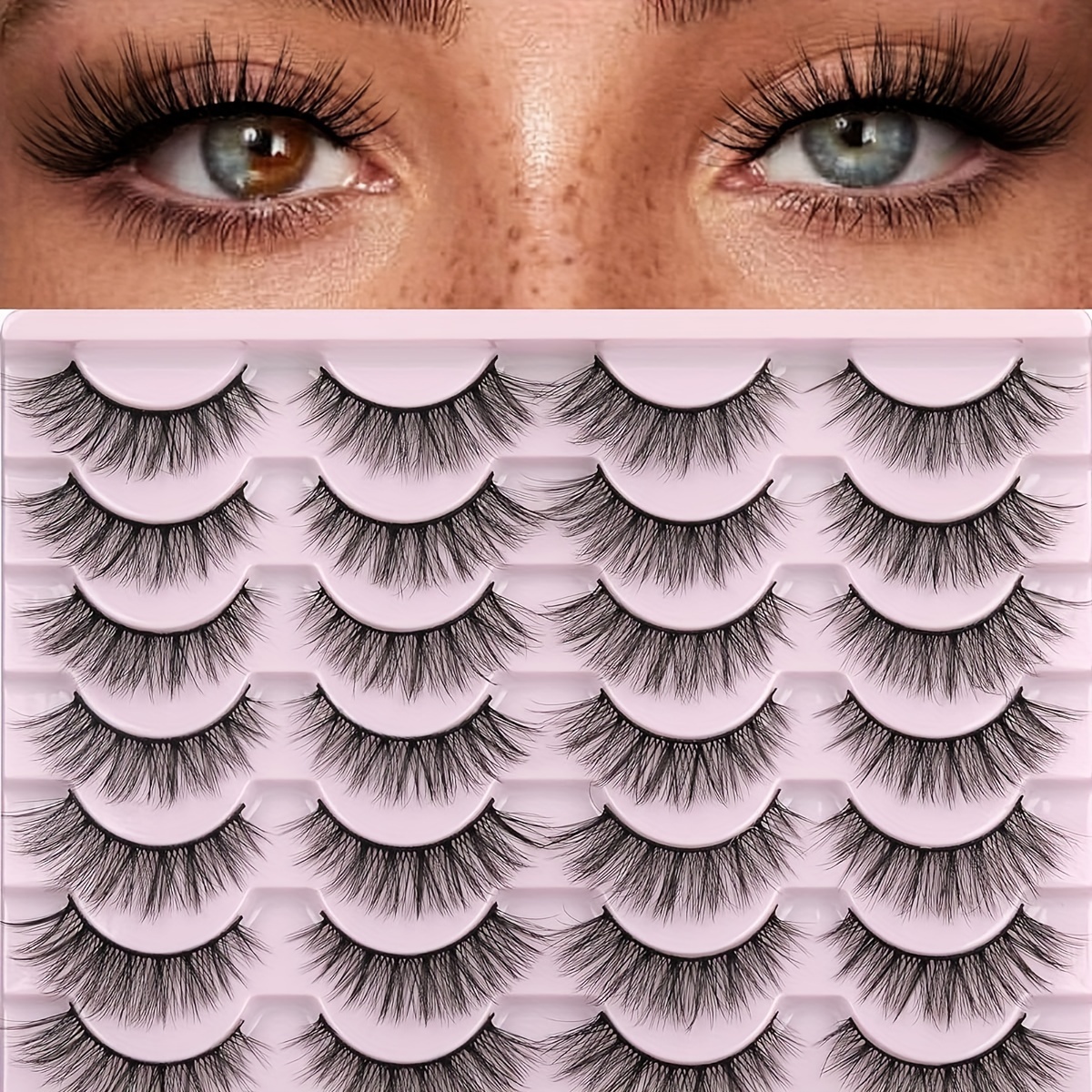 

14 Pairs False Eyelashes 14mm 3d Faux Mink Lashes Natural Look Fluffy Cat Eye Wispy Lashes Pack