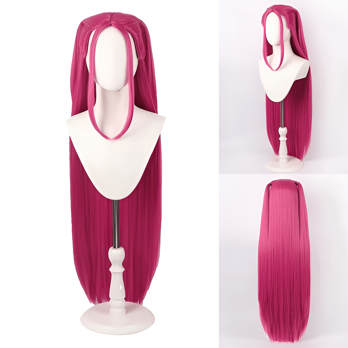 TEMU 26 Inch Red Long Straight Wig Cosplay Wig High Temperature Synthetic Suitable For Christmas Halloween Carnival And Comic Con