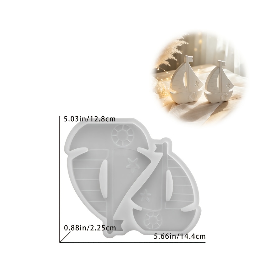 Image of Diy Clay Mold, 1pc , 2 Consecutive Summer Swimming Rings, Sailboat Ornaments Mold, Suitable For Making Drip Plaster, Candles, Aromatherapy Products, Home Decoration, Table, Silicone Mold