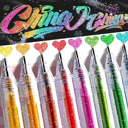36 pack glitter gel pens with flowing sand sparkling glitter and popping aurora shimmer highlighters suitable for drawing and doodling as watercolor pens fine tip pens ideal for diy photo albums collages and crafts
