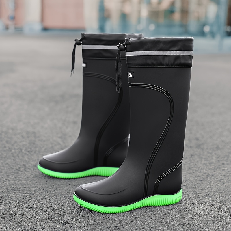 Herren- Damen-Gummistiefel für jedes Wetter – Hochwertige, robuste  Knöchelhohe/Kniehochstiefel mit Rutschfestem Akzenten Schwarzem Design  zum