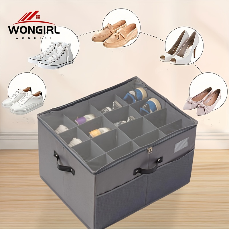 

16- Large Clear Shoe Organizer Dividers, Bottom & Reinforced Handles - -saving Closet Storage