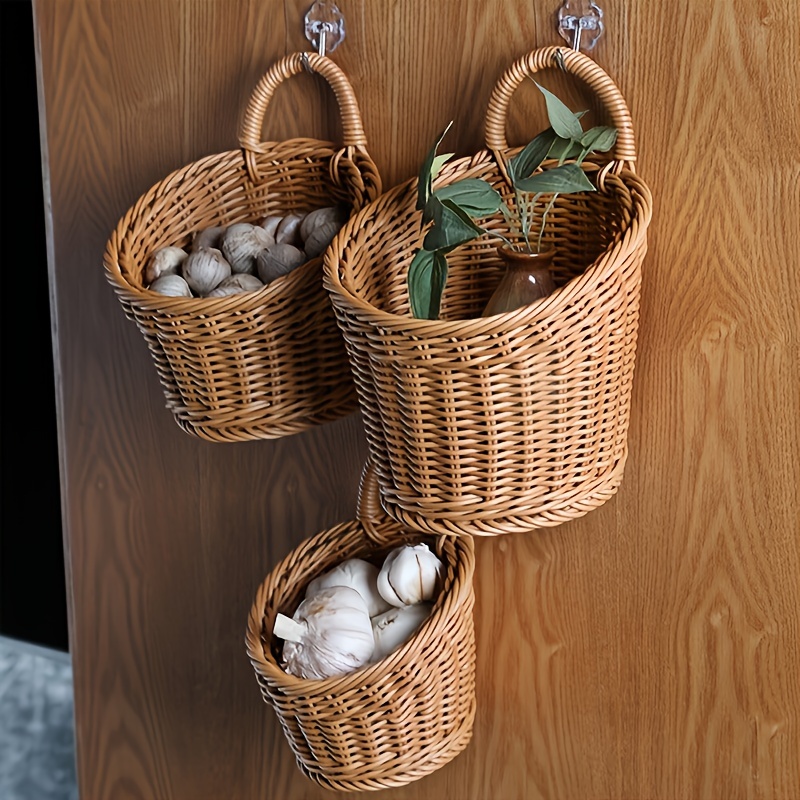 2pcs set l s imitation rattan wall storage baskets woven