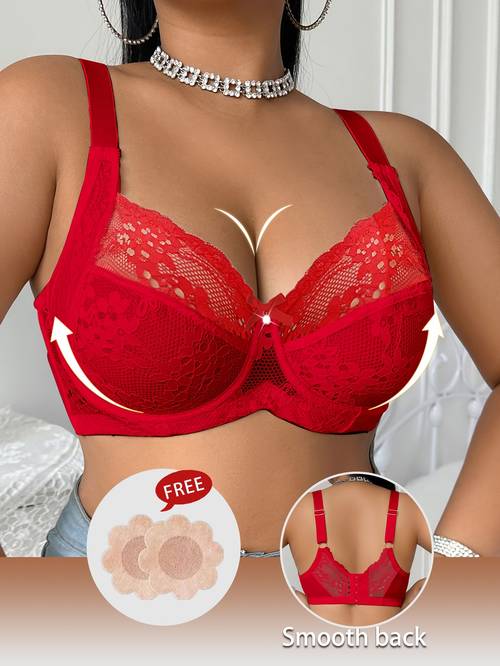 lace trimmed plus size womens bra casual and comfortable with a simple in fabric