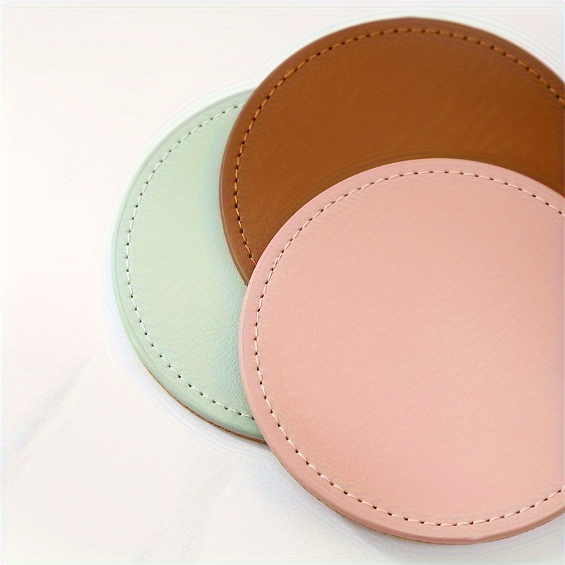 6   leather coasters with metal stand cork base coaster beverage tea cup coffee insulation mat kitchen table   leather coaster high temperature resistant insulation mat Product details 4