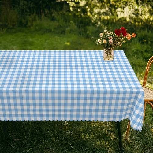 1pc modern blue and white checkered square tablecloth blue and white plaid pattern printed design tablecloth for kitchen picnics beach use ideal for easter birthday parties mothers day gifts