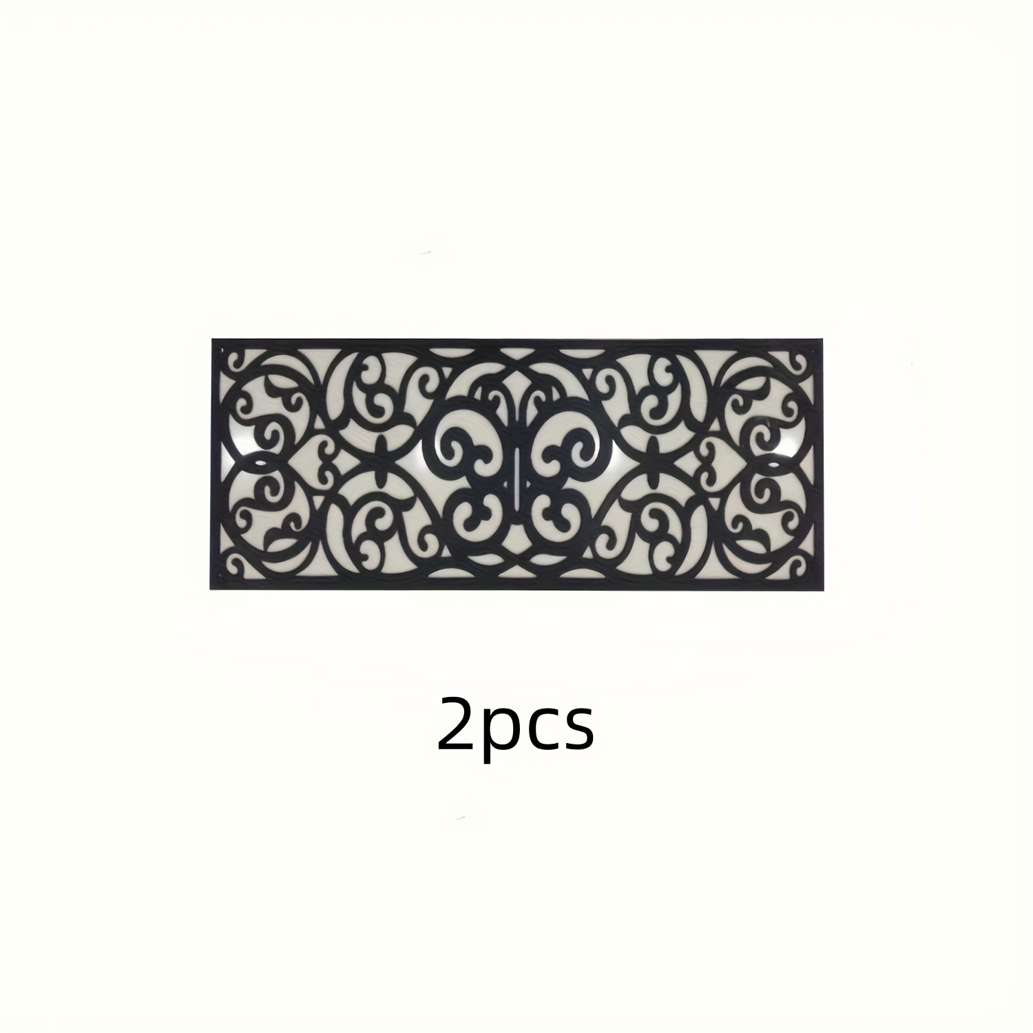 TEMU 2pcs Elegant Black Rubber Non-slip Stair Tread Mats - Set Of 2, Self-adhesive With , 73.66x23.88cm, Roll Pattern For Home And Garden Safety