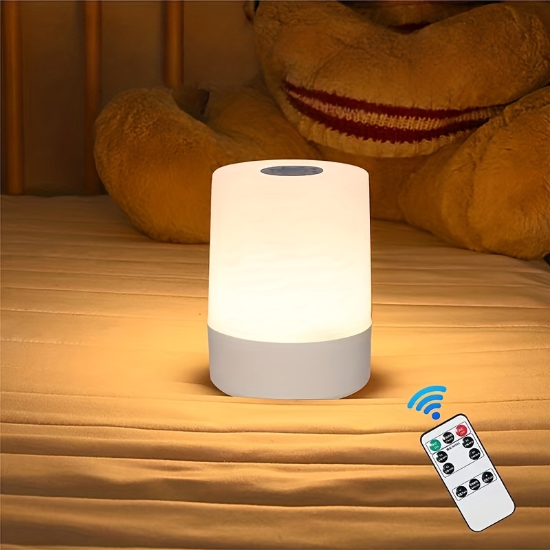 TEMU Dimmable Touch Remote Control Bedside Lamp, Dimming Mode, Three-color Adjustable Led Light, With 50cm Type-c Charging Cable, Suitable For A Of ,