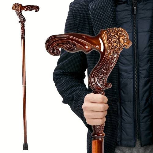 handcrafted wooden cane for comfortable grip unisex carved wood stick stylish wooden cane