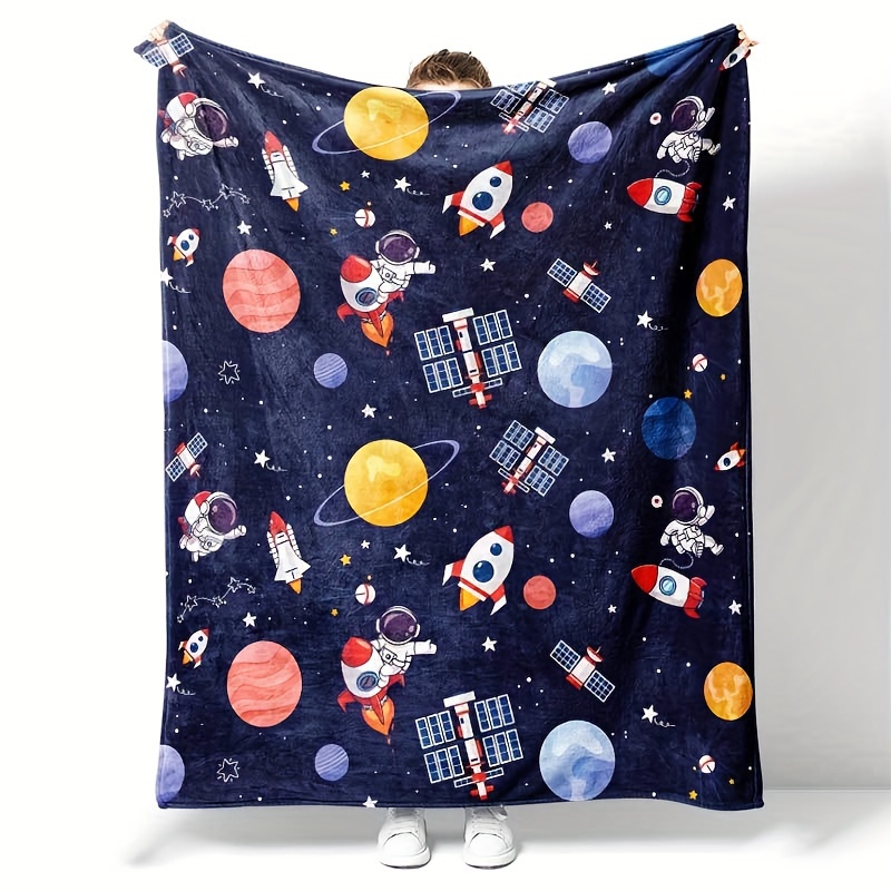 

1pc - Flannel Blanket - Contemporary , , , & Pattern, And , 200-250gsm, For /bed//, For Astronomy Enthusiasts