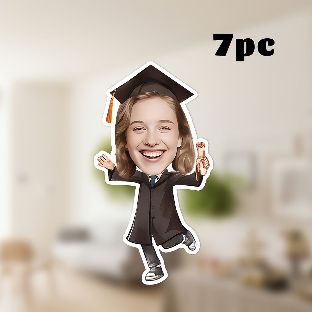 TEMU 7pcs Custom Photo Graduation Banner, Personalized Graduate Face Bunting Garland, Custom Picture Hanging Flag For Graduation Party, Graduation