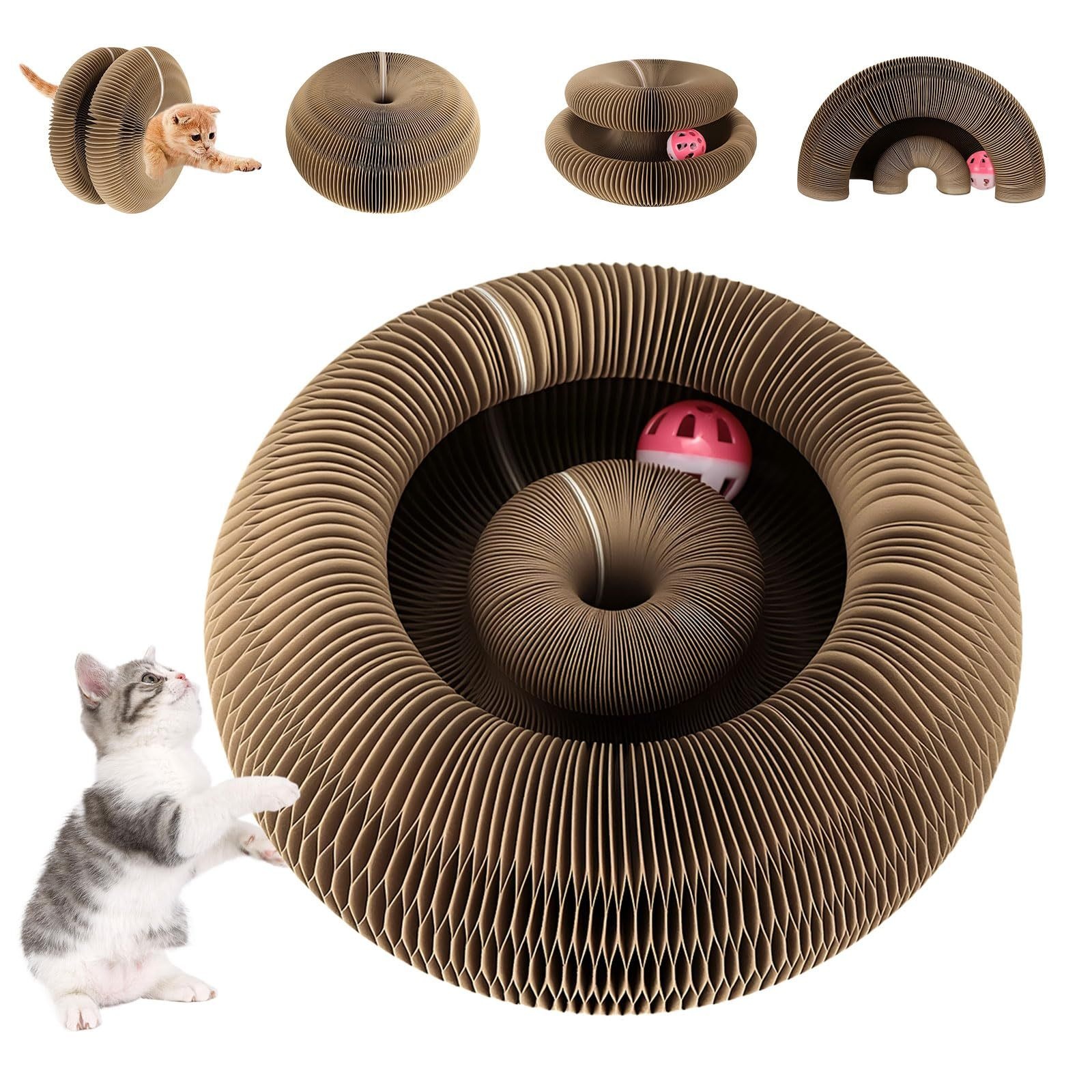 TEMU Whisker Wonders Jouet griffoir pour chat, poteau à gratter interactif en carton torsadé, tapis de jeu et de griffoir d'intérieur durable pour
