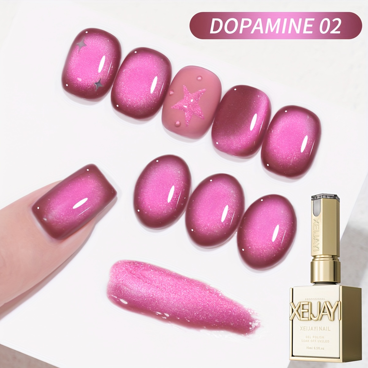 Image of 15ml Xeijayi Magnetic Cat Eye Gel Polish - Holographic /led Suitable For Salon & Diy Nail Art, /korean Style Magnetic Powder Suitable For Nail Design, Magnetic Base For - Gel