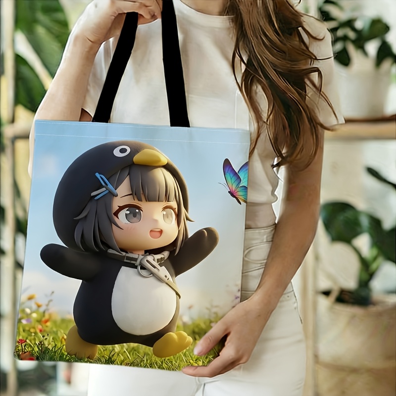 TEMU 蝶を追いかけて 両面プリント ショッピングバッグ レディース 再利用可能 持ち手付きトートバッグ 丈夫なショルラップ 開閉部なし 普段使いに最適 トート｜スポーツトート｜キャンバス素材 クリスマス ハロウィン 新年ギフト 誕生日プント