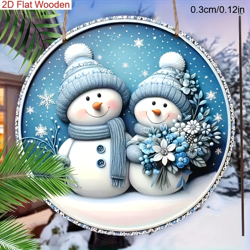 TEMU 2d Flat - A 2d Flat Holiday Snowman Wall Decoration - Outdoor Wall Art, Wooden, Hanging, Multifunctional, 2d Flat Design