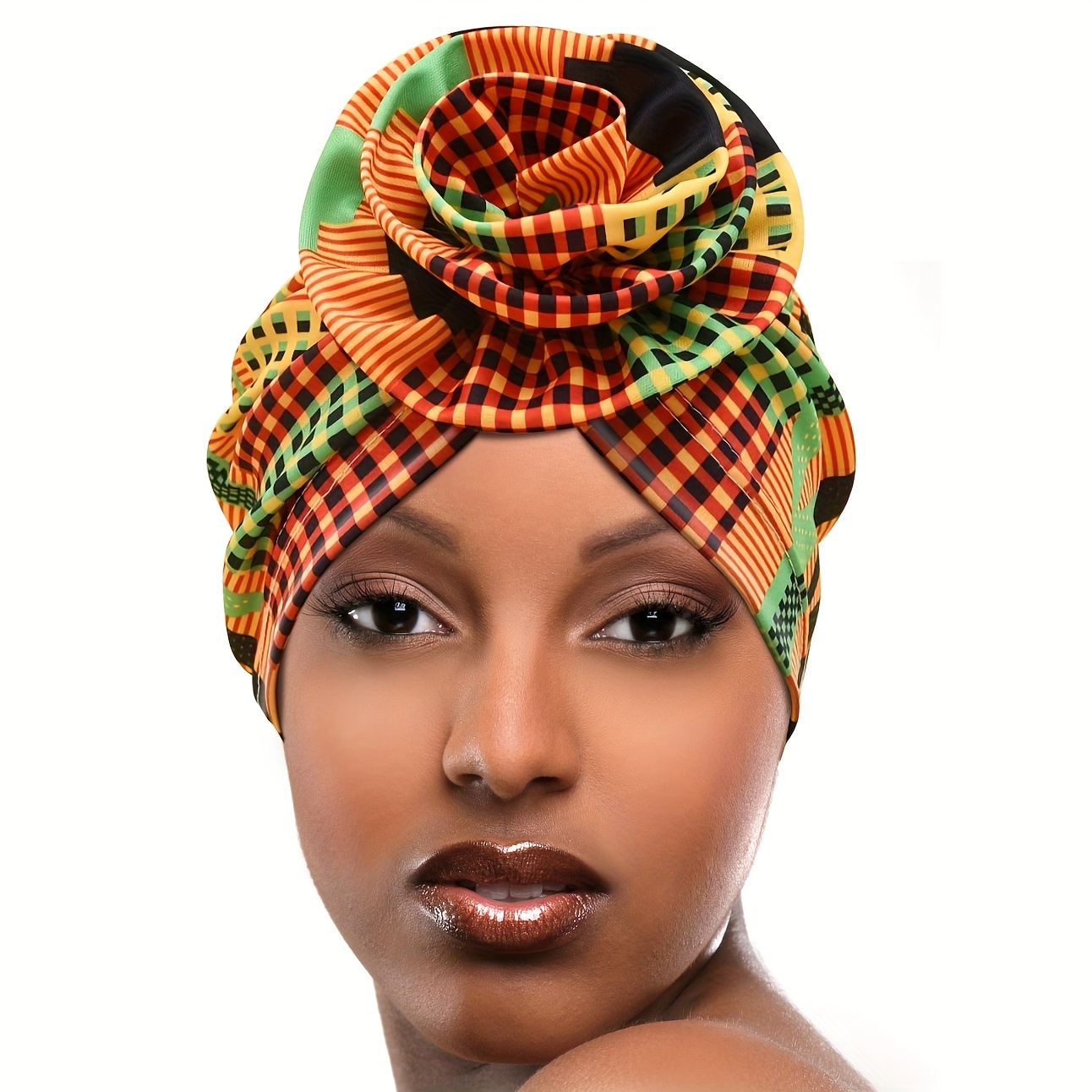 TEMU Elégant Turban Floral pour Femme : Couleurs Vibrantes, Tissu en Polyester et Design Élastique Confortable pour un Look Chic