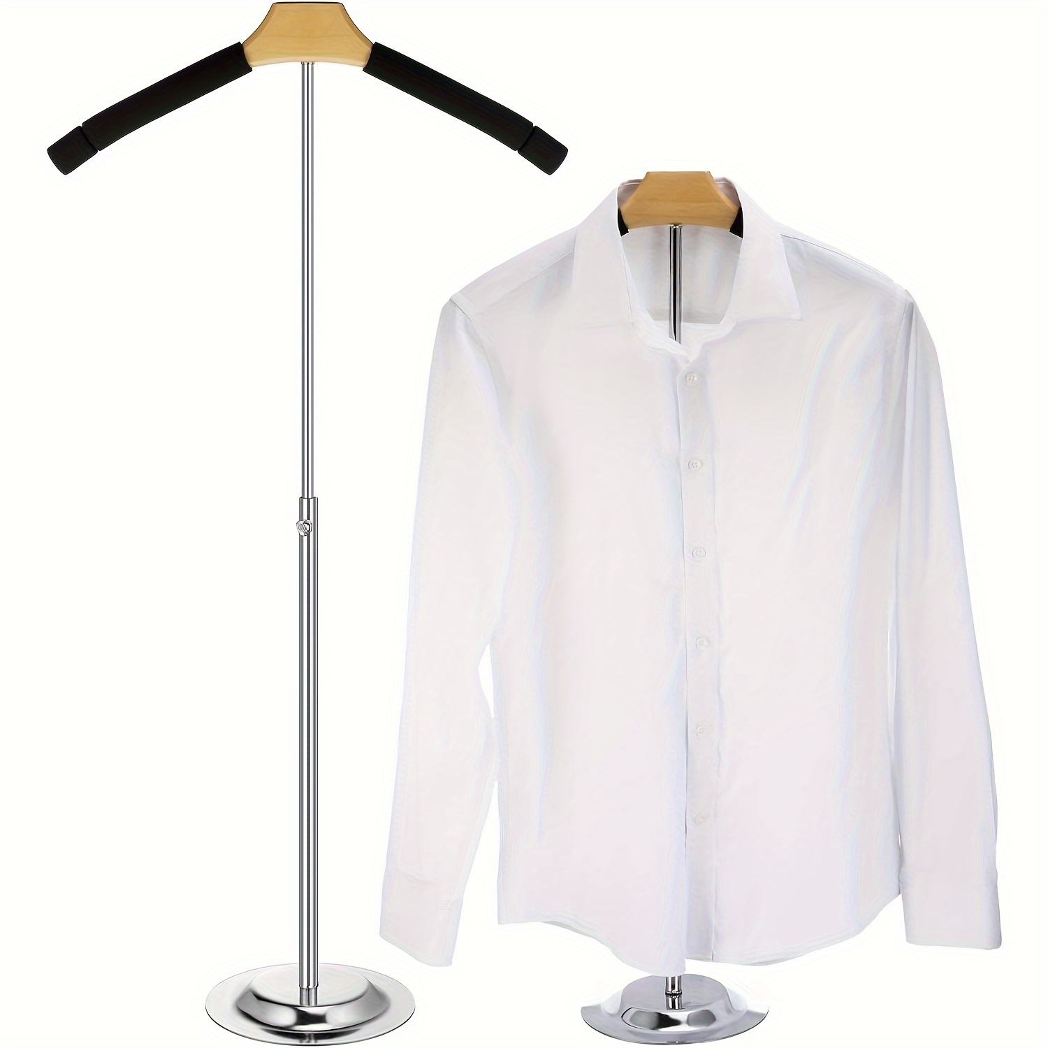 

1pc Adjustable Metal Clothes Hanger Stand, Flexible Shoulder Rack, Portable T-shirt Display, Black Garment Holder For Retail & Vendor, Coat Hanging Organizer