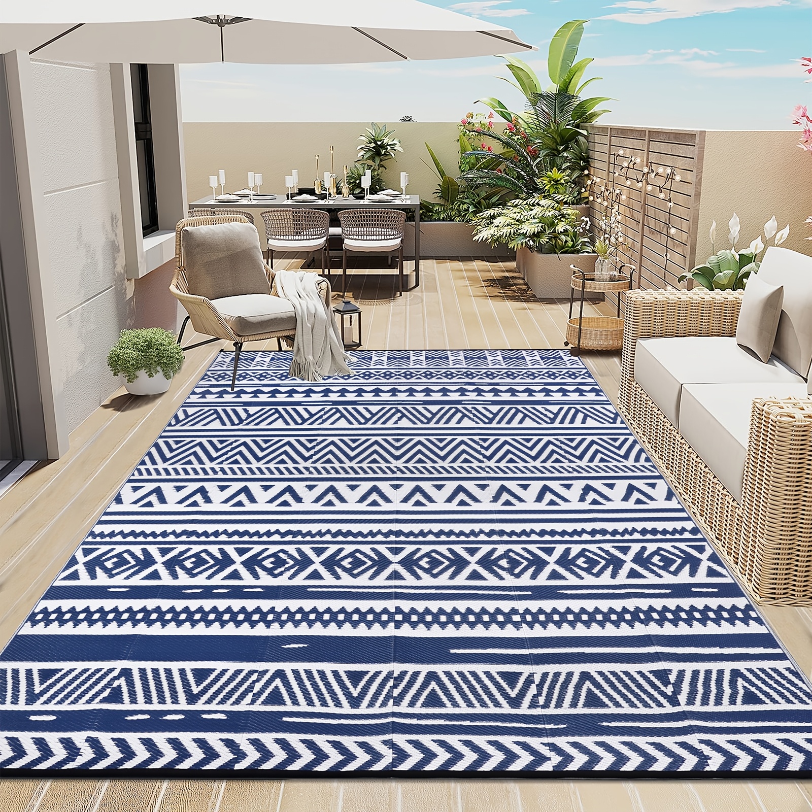 Large Outdoor Mat 240 X 300cm, Reversible Made Of Plastic Straw, Mat, Indoor And Outdoor Mat For Patio, Camping Balcony Porch Garden