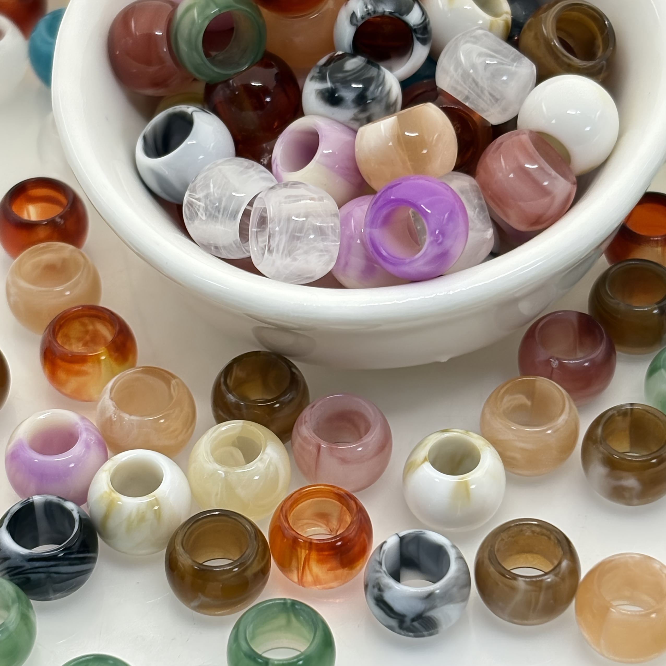 TEMU 56pcs 10mm Round Beads, Large Hole Beads For Diy Crafts, Apparel Decorations And Accessories, Handmade Beading Supplies, Diy Decorative Beads,