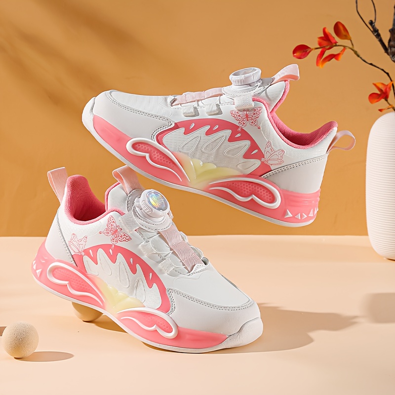girls waterproof   sneakers with rotating   closure -   &  ,   & white low-top sneakers, lightweight cushioned eva sole for running, school, casual attire -     ( upper) - ideal for dance, gym, casual outfits - girls sports shoes Product details 2