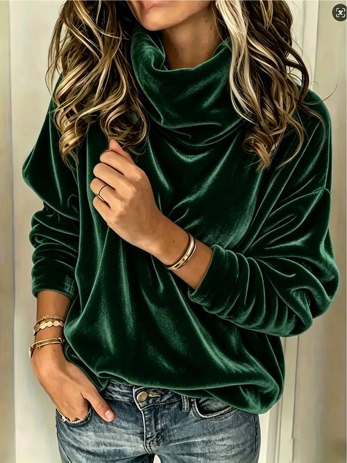 item picture womens slouchy turtleneck long sleeve top loose and draped pullover base layer lazy and high neck sweatshirt versatile casual inner or outer wear long sleeve t shirt for daily commuting autumn winter