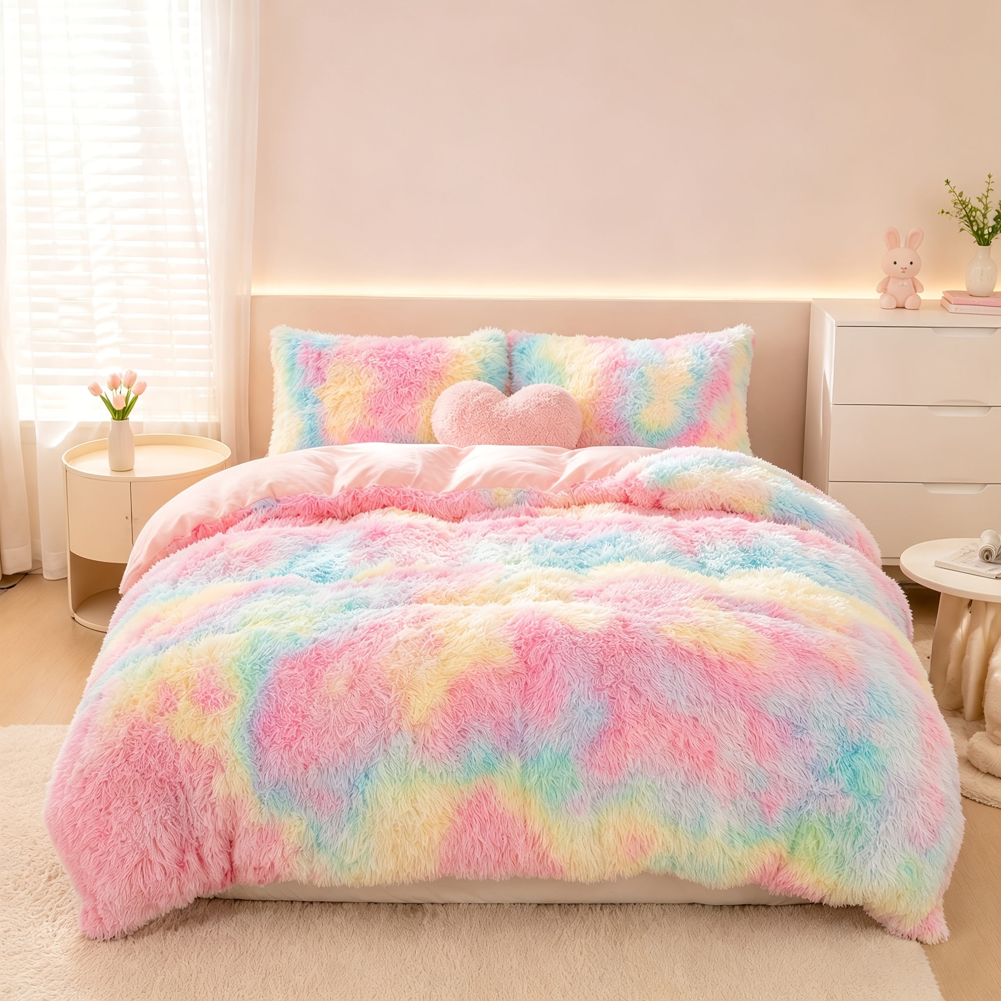3pcs Tie-dye Long Plush Duvet Cover High Gsm Lightweight Luxury Bedroom Bedding 3pcs Set (does Not Duvet Insert Or Pillow Inserts)