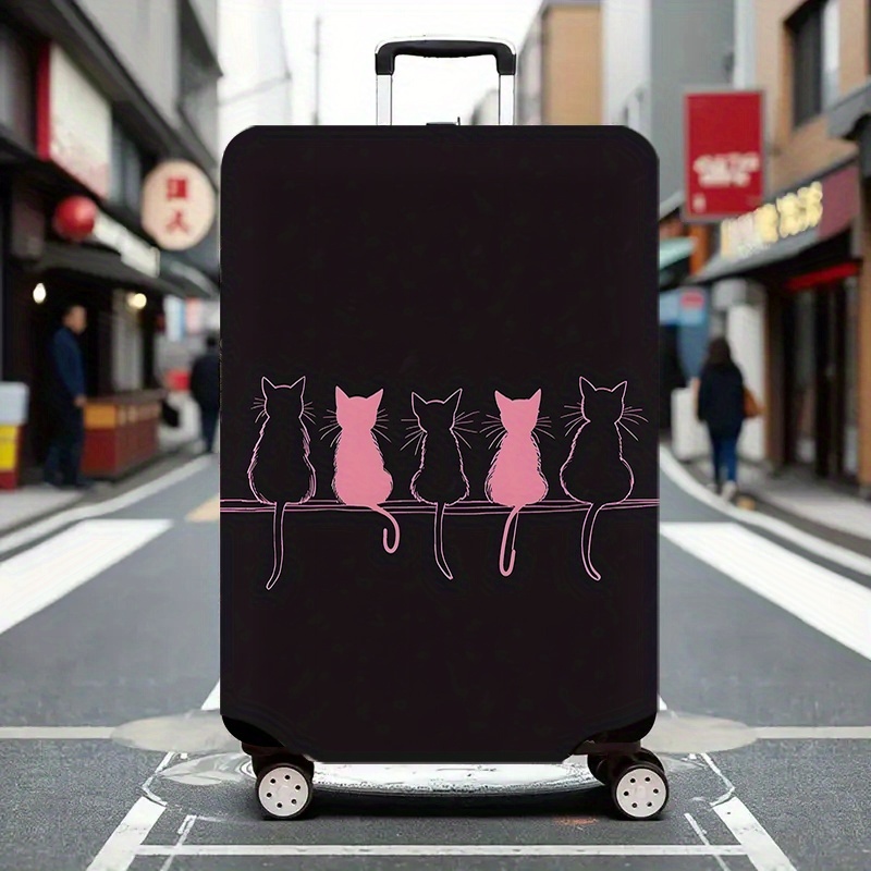 TEMU Jit1pc Essential For Trips, A Suitcase Cover With A Cat Pattern, Elastic Travel Accessory For Directional Wheel Suitcases, Suitable For Elastic