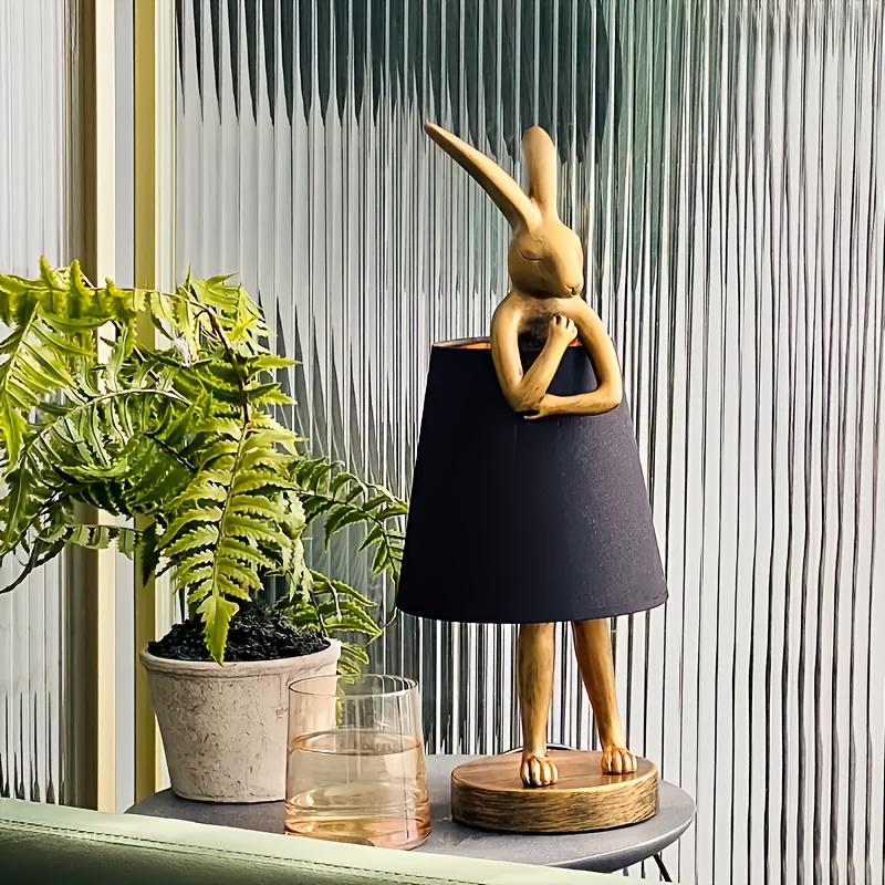 cute rabbit animal table lamp creative lampshade apron with   dimmable white   lampshade 15 7 inch bedside table living room office restaurant bar valentines day gift decoration gift lamp Product details 1