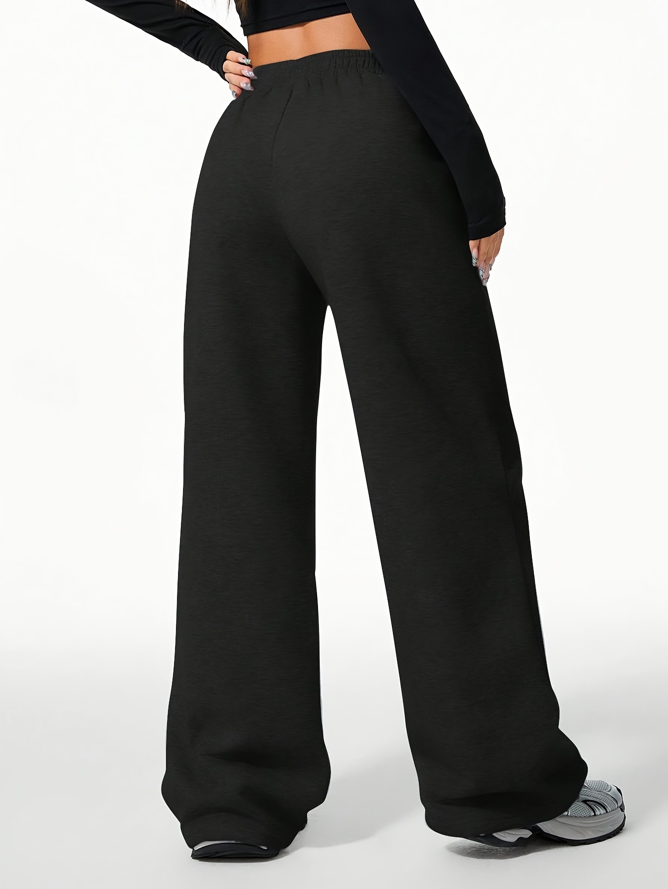 1pc womens warm fleece lined wide leg pants womens casual Temu