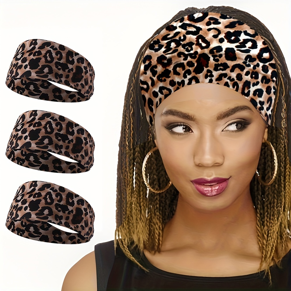 

Widened Headbands For Women, Leopard Print Sports Headbands, Wide Brim Elastic Knotted Outdoor Sports Fitness Headbands, For Yoga Running Sports, Widened Art Headbands