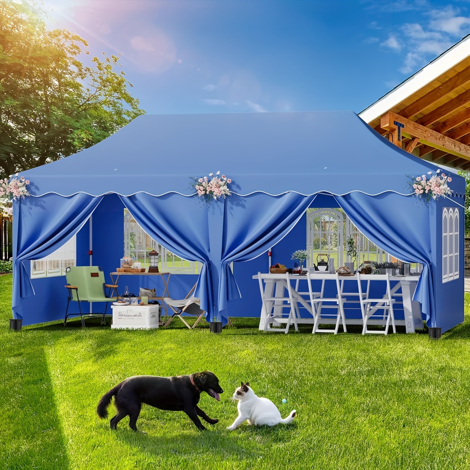 

Folding Gazebo 3x6 Gazebo Waterproof Stable, Foldable Garden Tent 3x6 With 6 , Uv Protection 50+ Party Tent With 12 Ground Hooks 6 Ropes And 6 Sandbags, Garden Gazebo For Market, Weddings, Outdoors