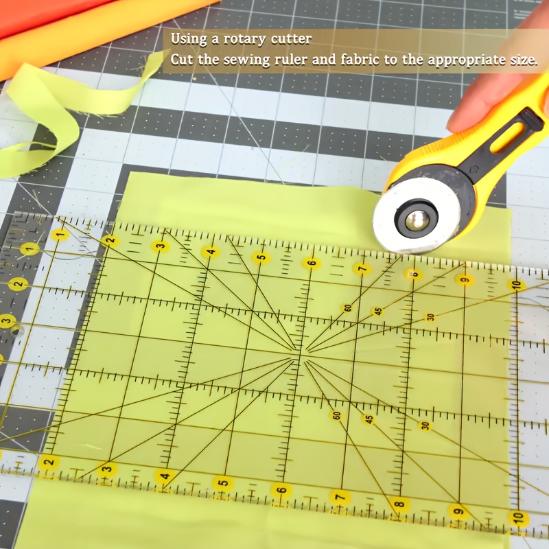 

1pc Acrylic Quilting Ruler Set, 6.5x12 Inch, Yellow Sewing & Knitting Supplies, Rotary Cutter Compatible