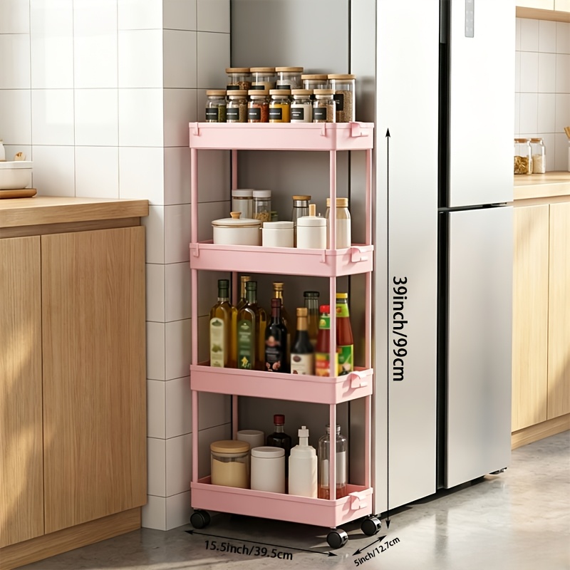 TEMU Slim Rolling Storage Cart, Bathroom Storage Organizer Laundry Room Utility Cart Mobile Shelving Unit, For Kitchen Office Bathroom Laundry Narrow