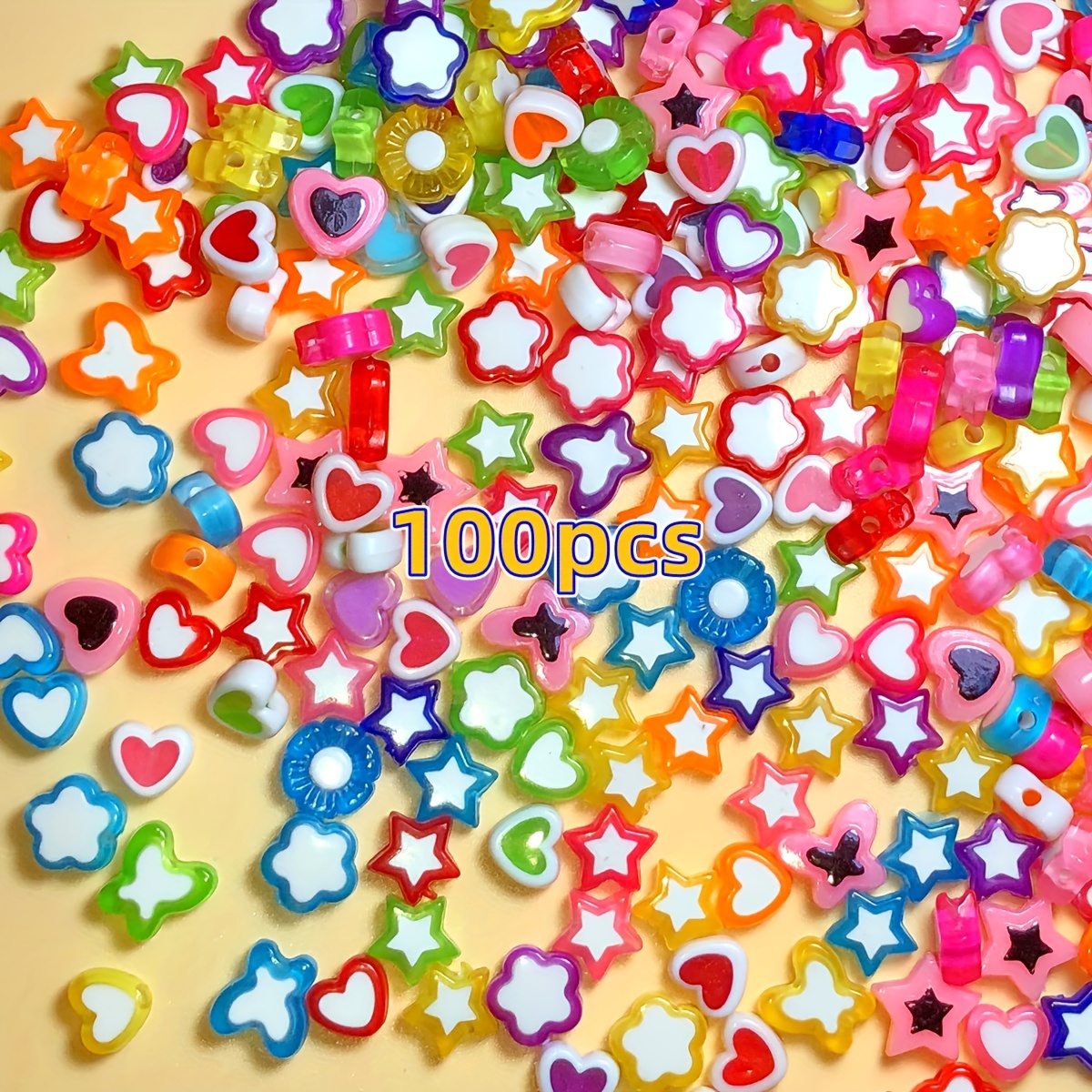 TEMU 100/50pz Perline da 9-11 mm, perle medie a forma di cuore, , stella, , , perline acriliche per di catene da telefono da donna