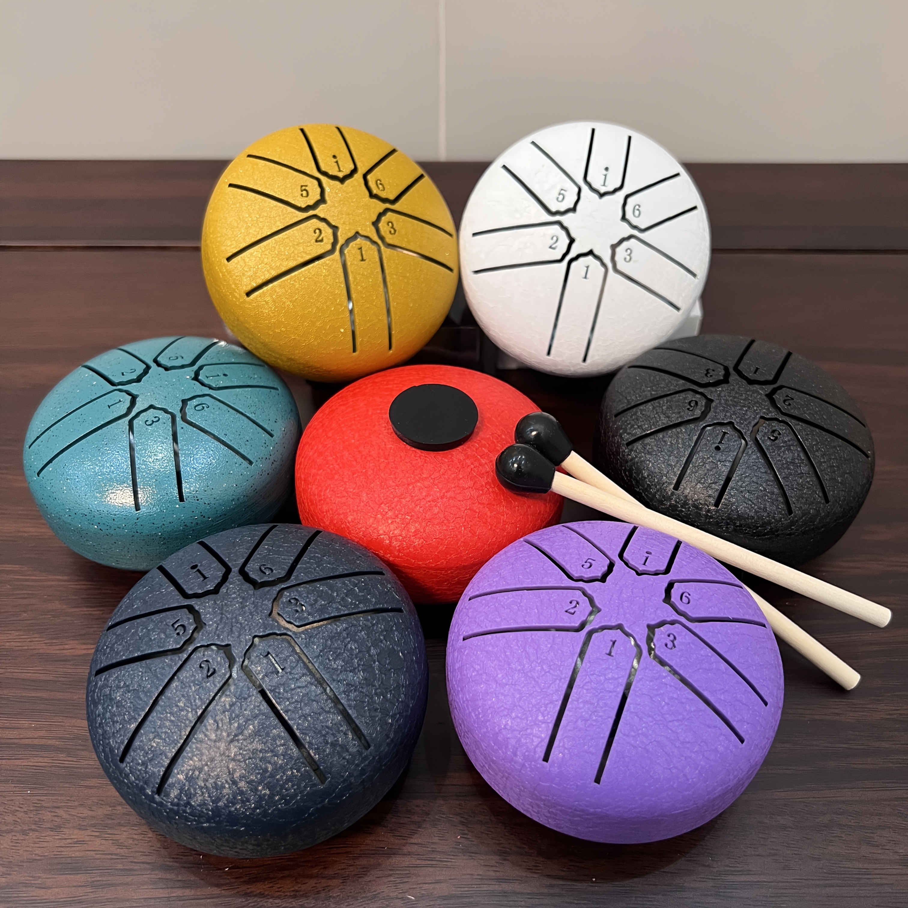 Ethereal Drum 3-Inch 6-Note Portable Outdoor Steel Tongue Chime - Machine-Made Artificial Tuning, Quenched Finish, 6-Note Range, 4 Colors (White/Red/Green/Black) for Meditation, Yoga, Relaxation & Music Practice, Meditation Accessory, Sleek Design, Durable Construction, Yoga Ball For Exercise, Yoga Ball For Women, Pilate Ball, Rain Drum, Rain Musical Instrument