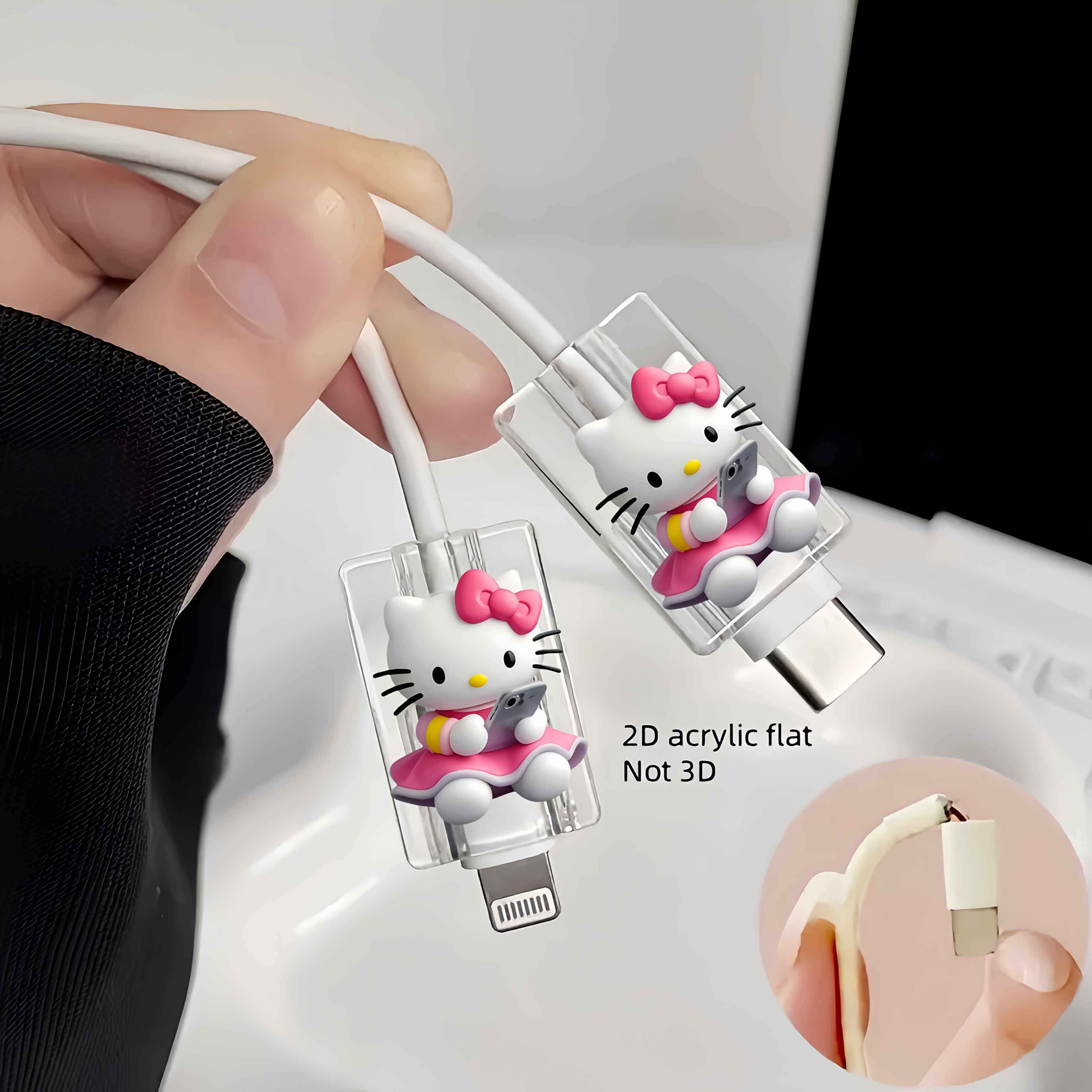 E-shop 2er-Pack Cartoon Handy-Katze Datenkabel Schutz Kabelmanagement für Typ-C/für Apple Anti-Bruch Ladekabel Schutzhülle