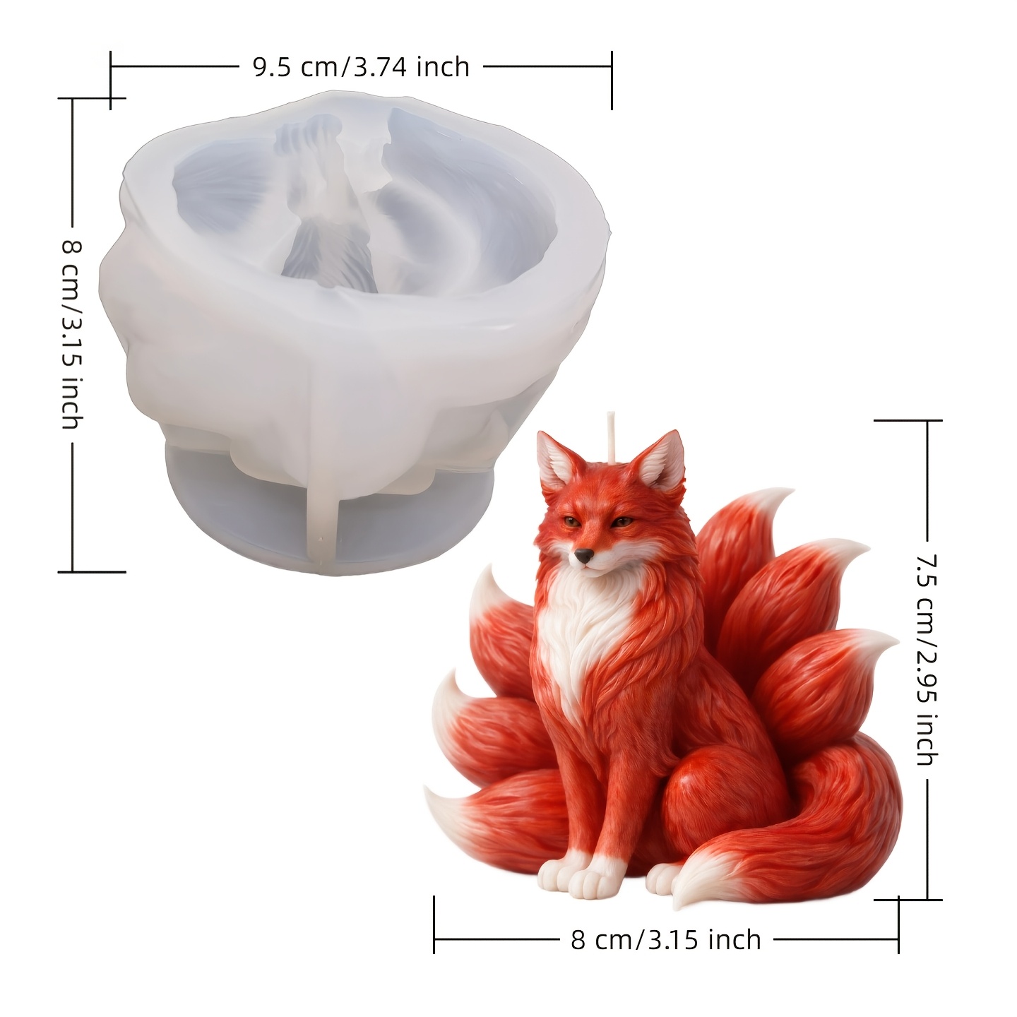 E-shop Neun Schwänze Roter Fuchs Harz Silikonform | Eine Silikonform zur Präsentation von Gipsfiguren, Epoxidharz und Gipsmöbel-Ornamenten.