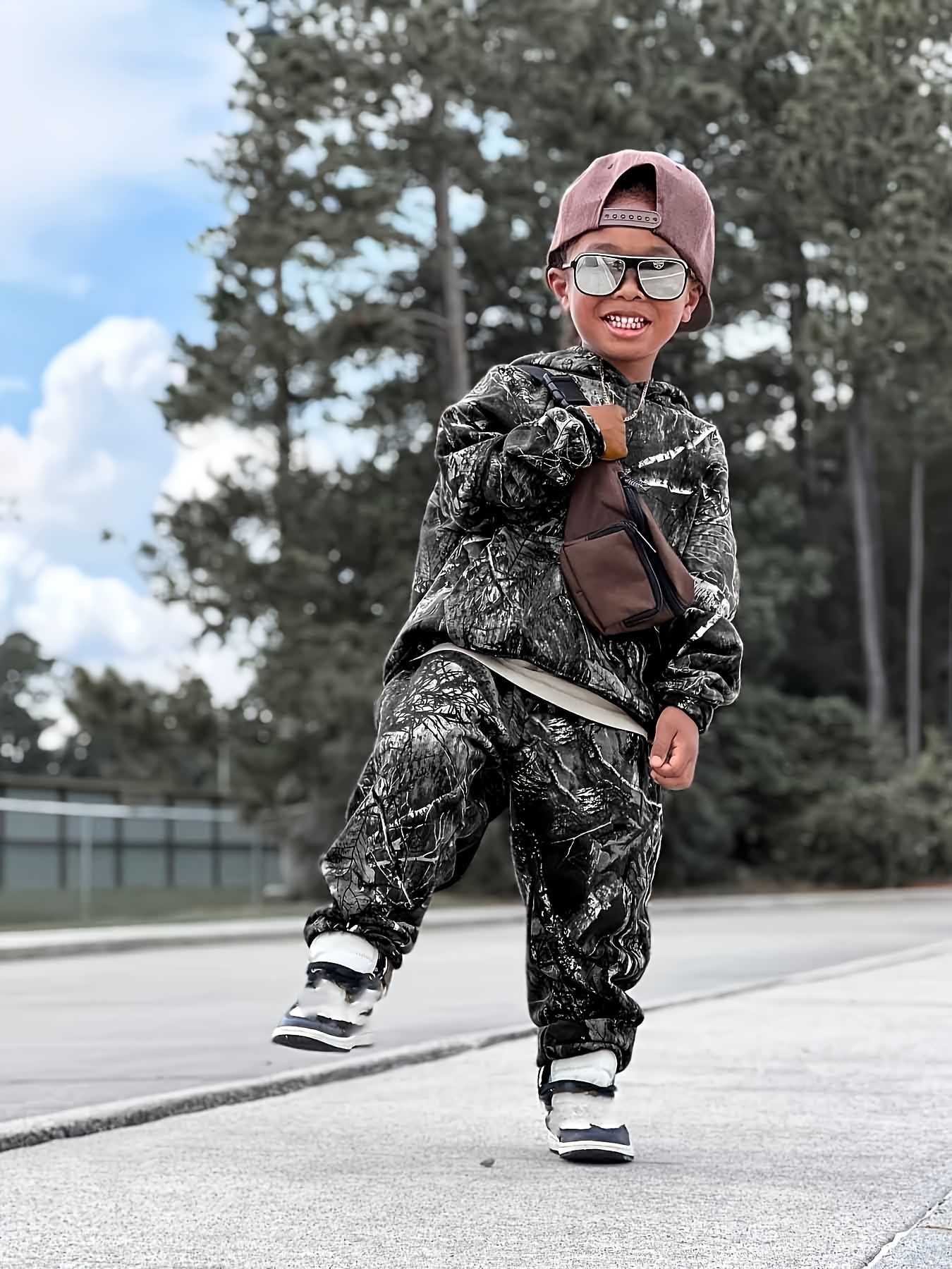 camo hoodie pants outdoor set kids spring autumn casual