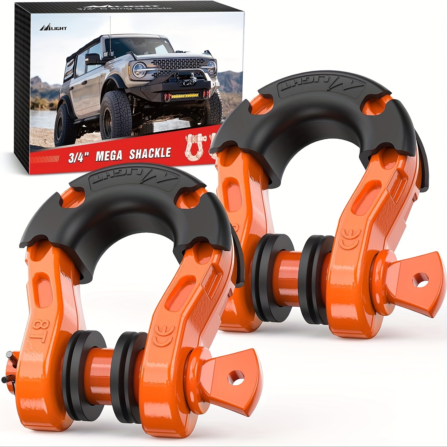 

Nilight 2 Pack 3/4" -ring Shackle With 7/8" 68, 000lbs Break Strength, Heavy Duty Off Road Recovery Shackle For Use With Tow Strap Winch Off-road Jeep Truck Vehicle Orange