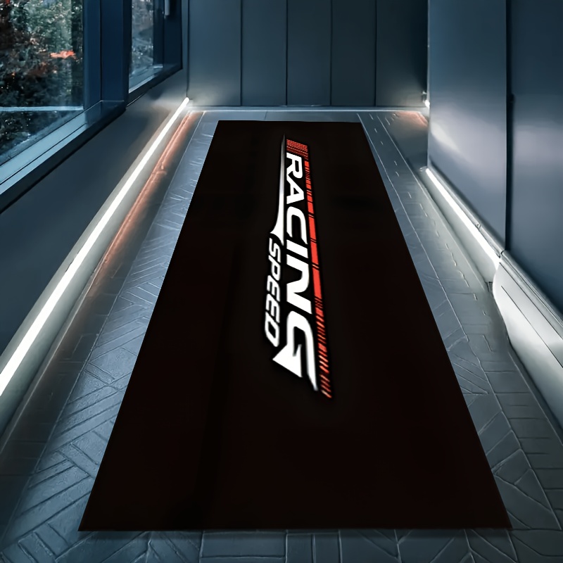 TEMU 1pc Sports Style Motorcycle Mat, Racing, Motorcycle, Bicycle Parking Mat, Long Strip Carpet, Suitable For Garage, Living Room, Motorcycle