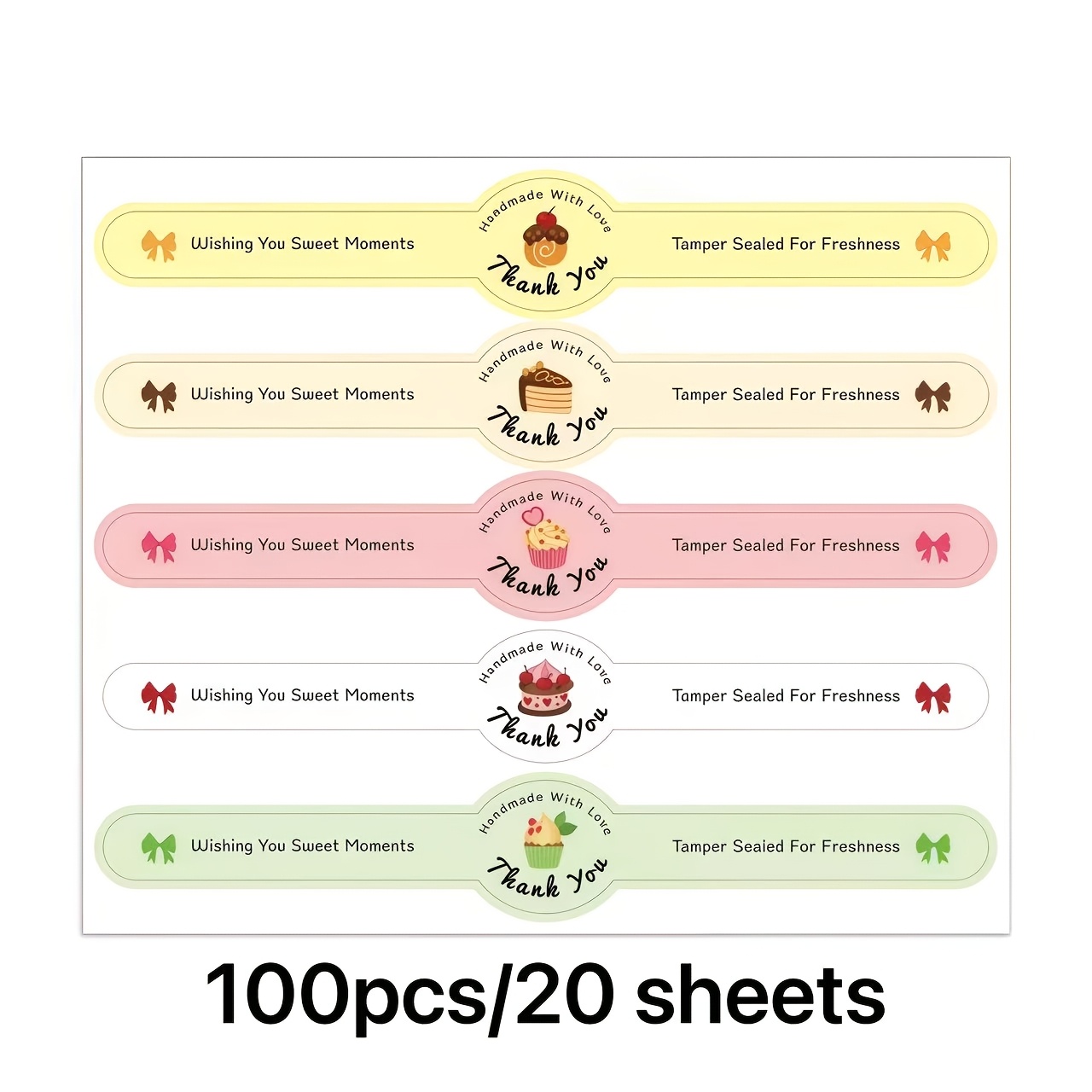TEMU 100-pack Baking Dessert Packaging Sealing Stickers, Cupcake Sealing Decorative Gift Wrapping Labels
