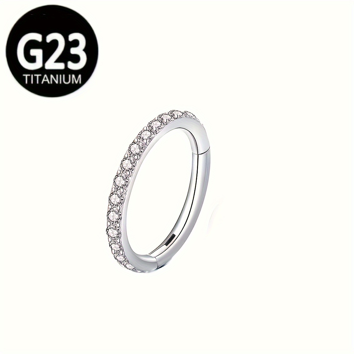 Image of 1pc G23 Titanium Nose And Earring With Synthetic Zirconia Inlay, Seamless Open Spiral Design For Bone , European And Piercing Jewelry