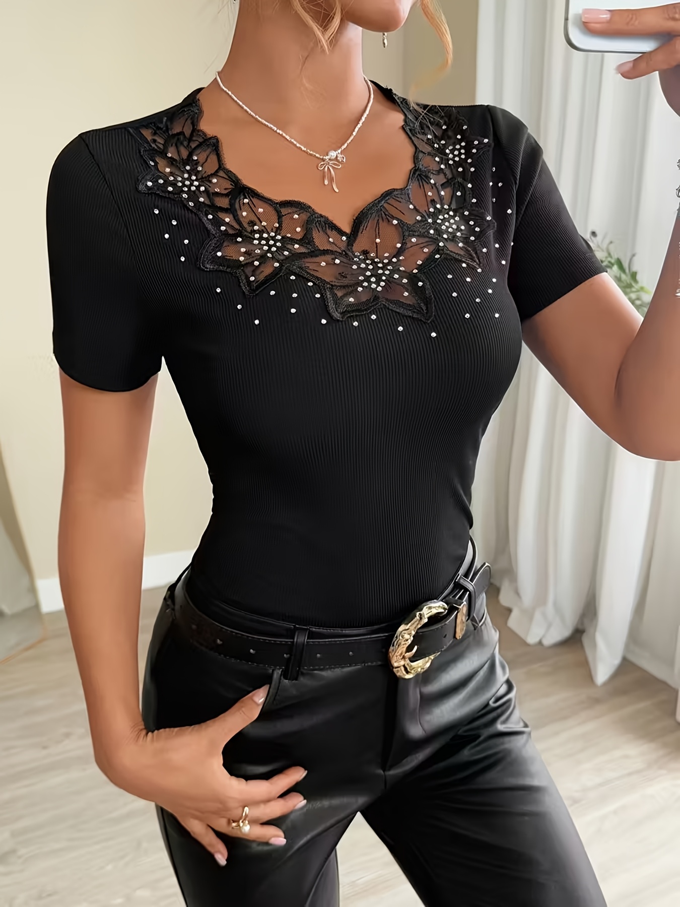 rhinestones shirt sold on Temu United States