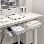Transparent Acrylic Desk Drawer Organizer with Striped Design, Large Capacity, No Drilling Required, Lightweight and Easy to Install. Suitable for Home, Office, or Commercial Use – Ideal for Storing Pens, Notebooks, and Other Items. Home OrganizationOpen in new tab.