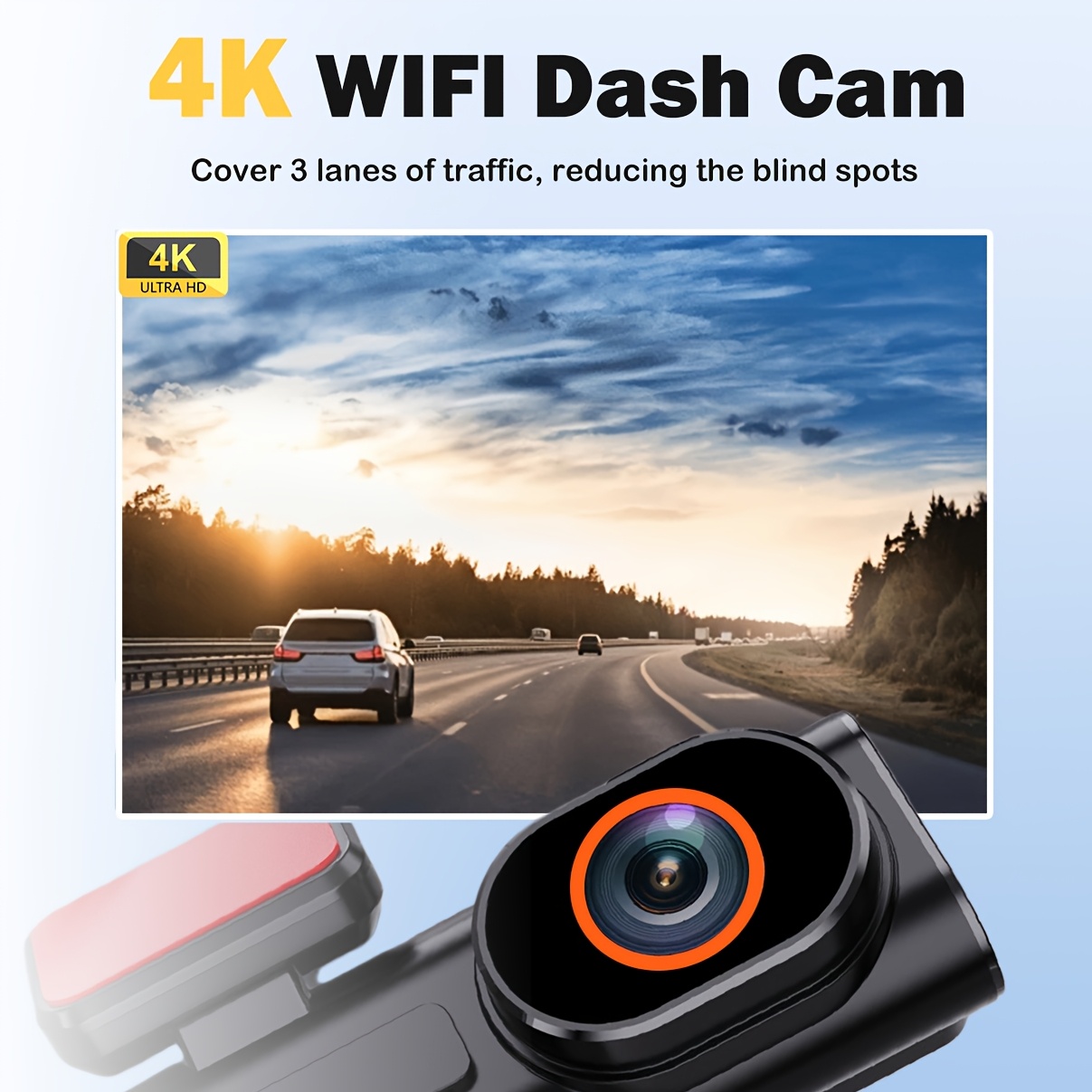 4k ultra hd dash cam supports wdr   loop recording gravity sensing wifi   and app control universal vehicle   in car security camera   accessory providing high   2