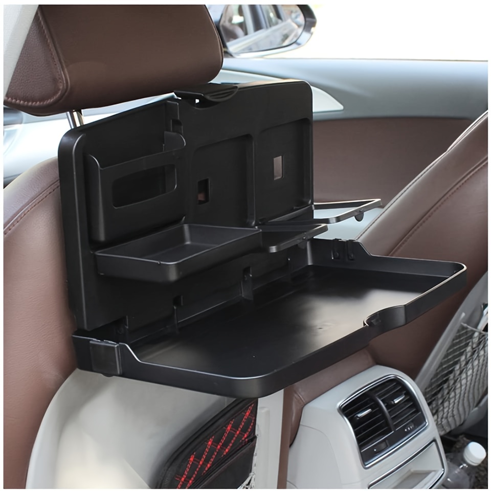 TEMU Multi-function Car Back Seat Organizer With Foldable Tray, Cup Holders, And Phone Slot - Universal Material Stand For Food, Drink, And Accessories - Easy Install Vehicle Storage Solution