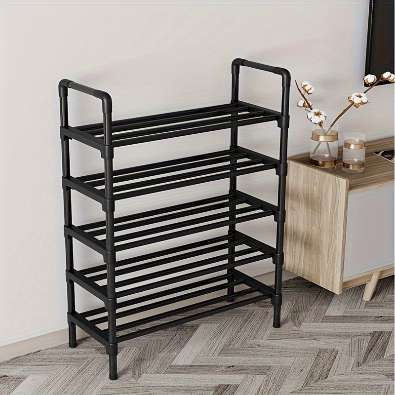 

5-tier Metal Shoe Rack With Side Rails, Holds 18-21 Pairs, Easy Assembly Detachable Shoe Organizer, Multipurpose Non-waterproof Storage Shelf With Thickened Steel Pipes For Indoor And Outdoor Use