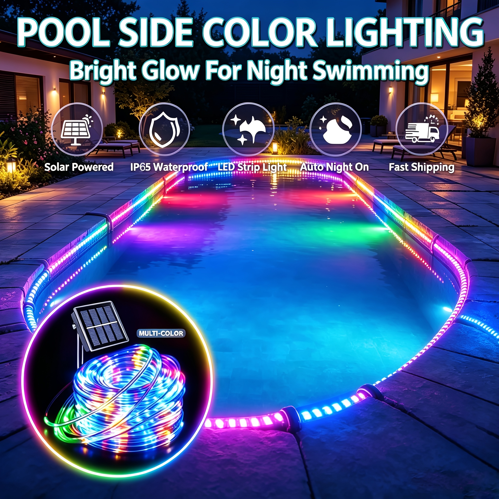 TEMU 8-mode Solar String Lights, Perfect For Decorating Aquariums, 32.1ft Outdoor Fairy Lights, Ip65 Waterproof, Great For Gardens, Patios, , Rvs,