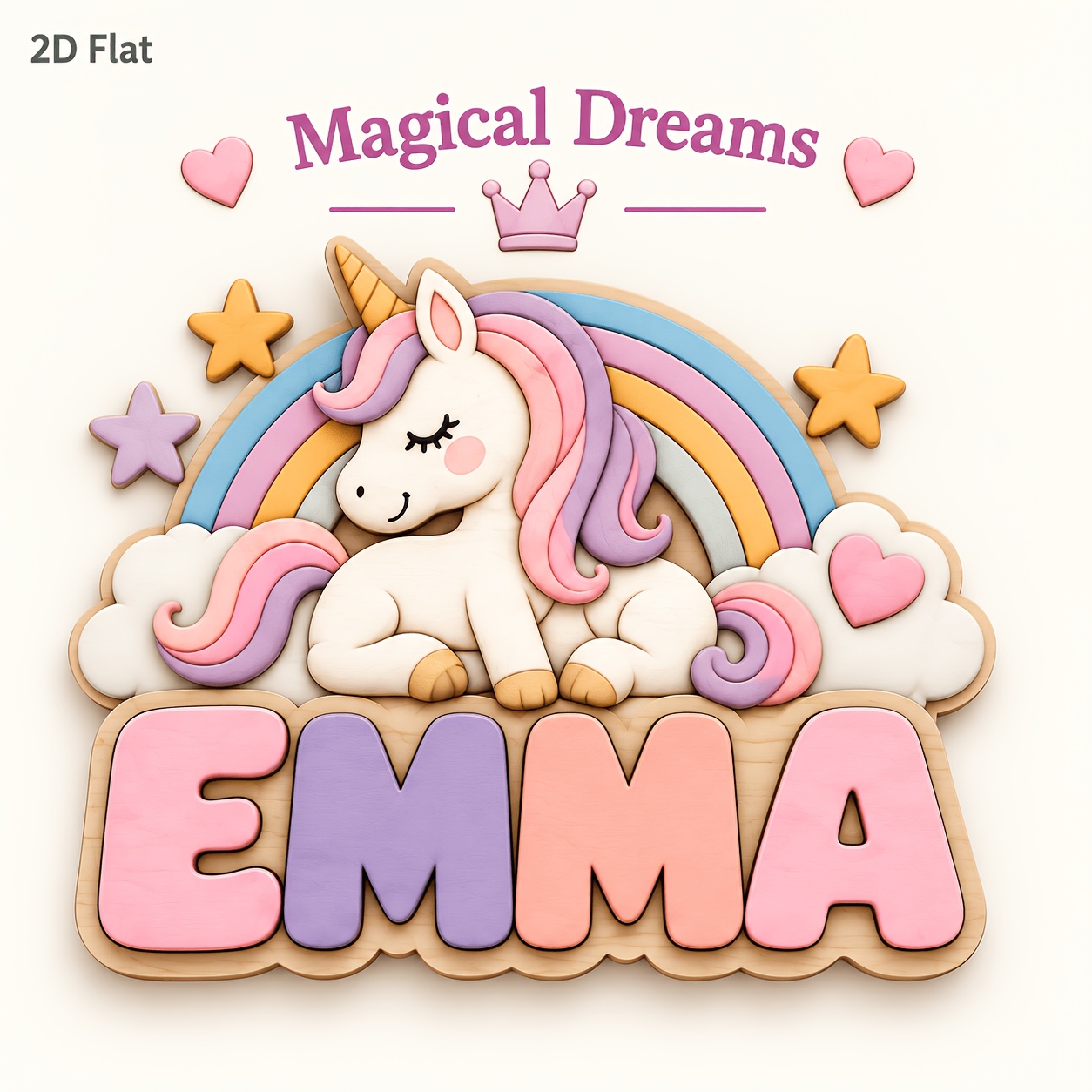 TEMU 2d Flat Wooden Custom Name Decorative Sign, Dinosaur, Forest Animals, Ocean, Unicorn And More Themes Available, Personalized Name Customization,